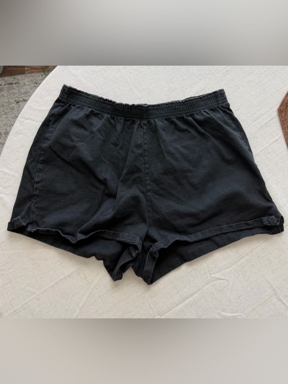 SKIMS Black Elastic Waist Cotton Shorts